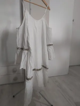 Vestido blanco tirantes bordado Lamorena XL