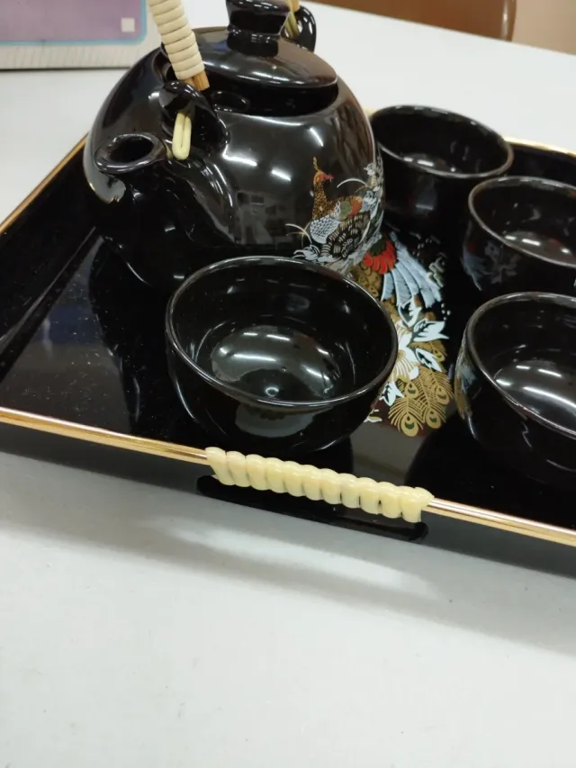 Juego de té/sake porcelana negro