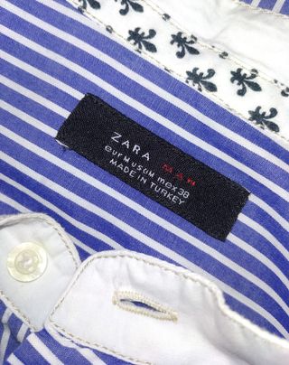 Camisa de rayas Zara azul y blanca