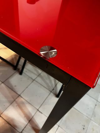 Mesa Cocina Ikea Cristal Rojo y Metal 110 largo 75