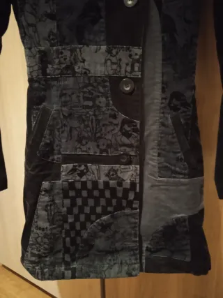 Abrigo Desigual Talla 34 Negro/Gris