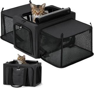 Pecute transportín gato expandible gris oscuro