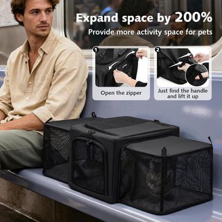 Pecute transportín gato expandible gris oscuro