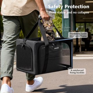 Pecute transportín gato expandible gris oscuro