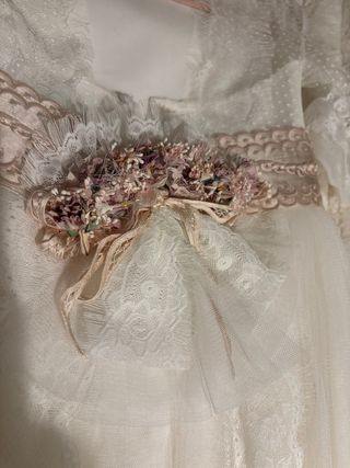 Vestido de Comunión Niña Blanco y Rosa