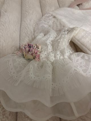 Vestido de Comunión Niña Blanco y Rosa