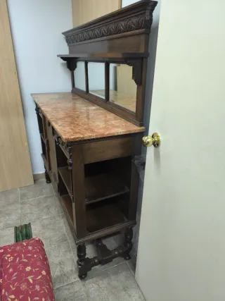 Mueble antiguo madera y mármol