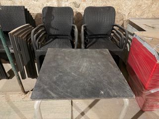 Conjunto 8 sillas y 2 mesas terraza