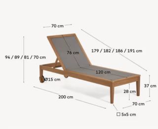 Tumbona de exterior Caterin gris y madera maciza eucalipto FSC 100%