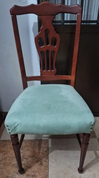 Conjunto 6 sillas tapizadas madera
