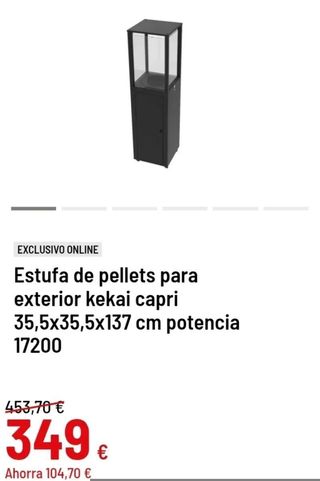Estufa de pellet exterior 35,5 x 35,5 x 137 cm de KEKAI. Capri