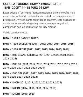 Cúpula Puig BMW K1600GT Touring