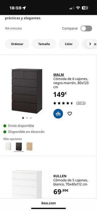 Cómoda Malm Ikea Negra