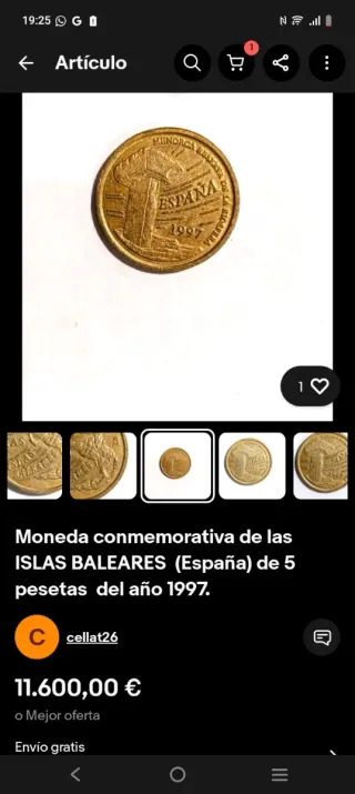 Moneda 5 Pesetas Baleares 1997