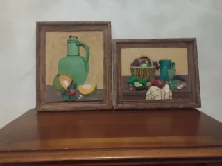 Cuadro Bodegón Relieve Cesta Frutas