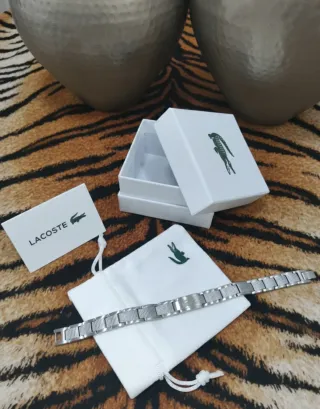 Pulsera Lacoste Doble Logo Acero Plata
