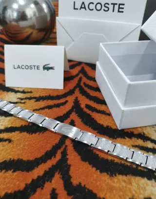 Pulsera Lacoste Doble Logo Acero Plata