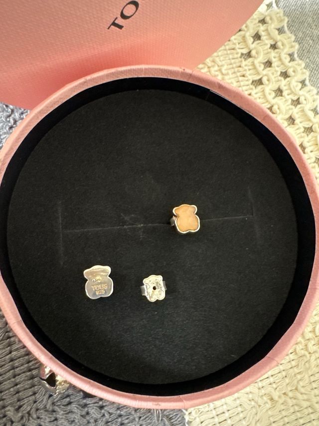 Pendientes Oso Tous de cuarzo Rosa y Plata