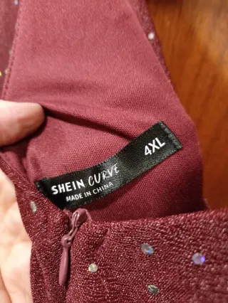 Vestido granate fiesta brillo Shein Curve 4XL