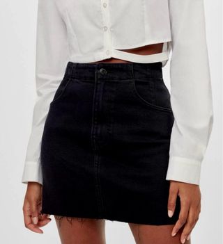 Falda vaquera negra Stradivarius Talla S