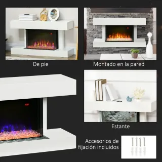 Chimenea Eléctrica 1000W/2000W Blanca