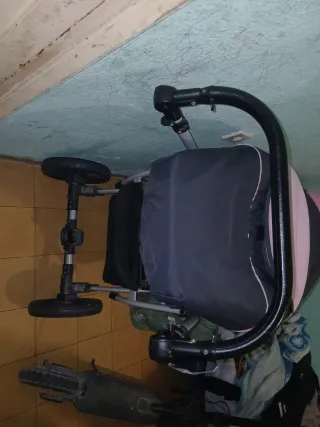 Cochecito Largo gris y rosa