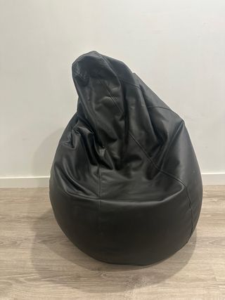 Puf Negro Piel Sintética