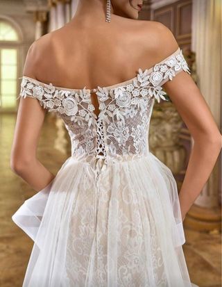 Vestido de Novia Lujo Beige/Blanco
