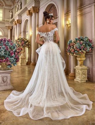 Vestido de Novia Lujo Beige/Blanco