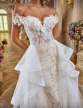 Vestido de Novia Lujo Beige/Blanco