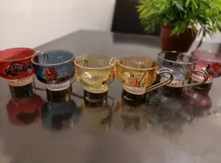 Juego 6 tazas café cristal con soporte