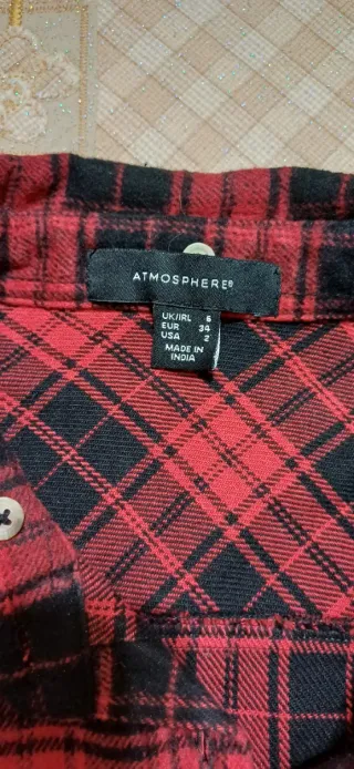 Camicia donna Atmosphere XS quadri rossi neri