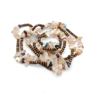Collar de Madera y Chips de Minerales Naturales