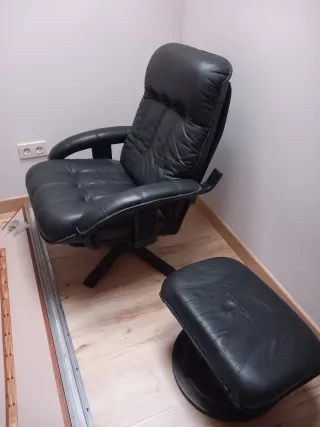 Poltrona relax reclinabile in pelle nera