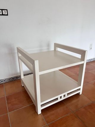 Mesa auxiliar 2 baldas blanco roto