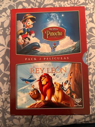 Pack 2 Películas Disney DVD Pinocho y Rey León