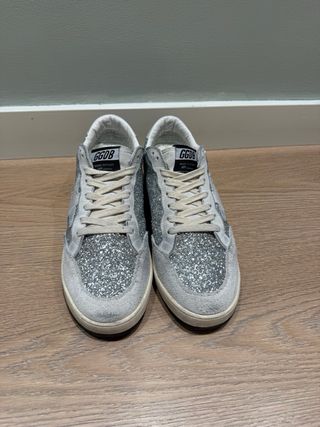 Zapatillas Golden Goose Glitter Beige/Plata