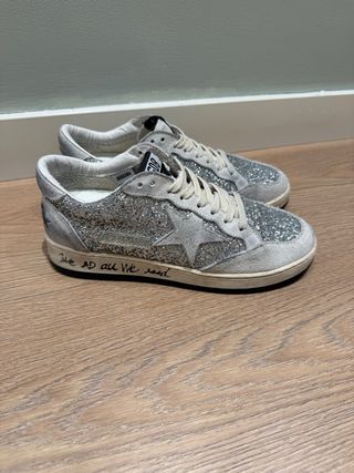Zapatillas Golden Goose Glitter Beige/Plata
