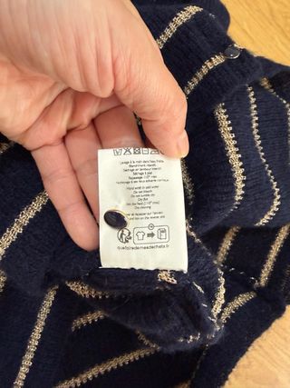 Cardigan Sezane Azul Marino con Rayas dorado