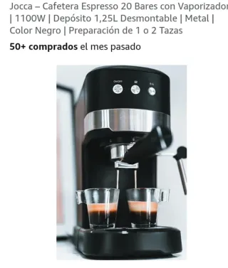 Cafetera Jocca Espresso 20 Bares Vaporizador