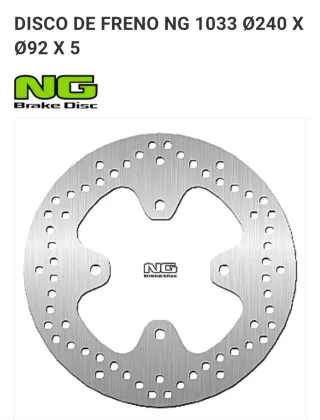 Disco de Freno NG 1033 Ø240 X Ø92 X 5