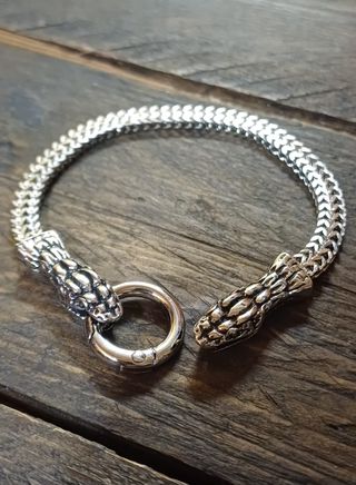 Pulsera vikinga serpientes cierre aro acero