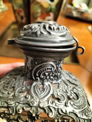 Bottiglia antica in cristallo e Argento 925