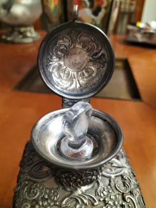 Bottiglia antica in cristallo e Argento 925