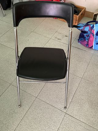 Set 5 Sillas Plegables Cromado Cuero