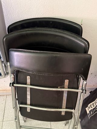 Set 5 Sillas Plegables Cromado Cuero