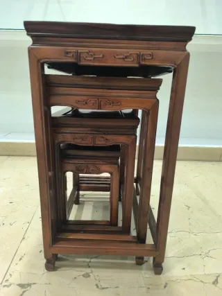 Juego 4 Mesitas Madera Maciza Roble