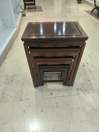 Juego 4 Mesitas Madera Maciza Roble