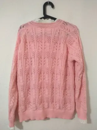 Cárdigan vintage rosa con encaje