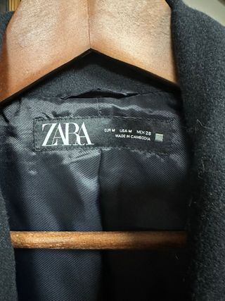 Chaqueta Zara Negra Talla M Paño. P